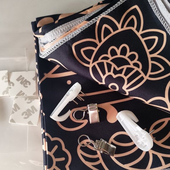 TREE OF LIFE, NEW TAPESTRY Sun Moon H 53" x W 60", Beige on Black - Picture 9 of 11